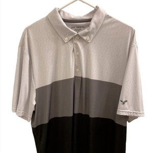 Golf America Mens Polo Shirt Sz XL Gray Black Short Sleeves